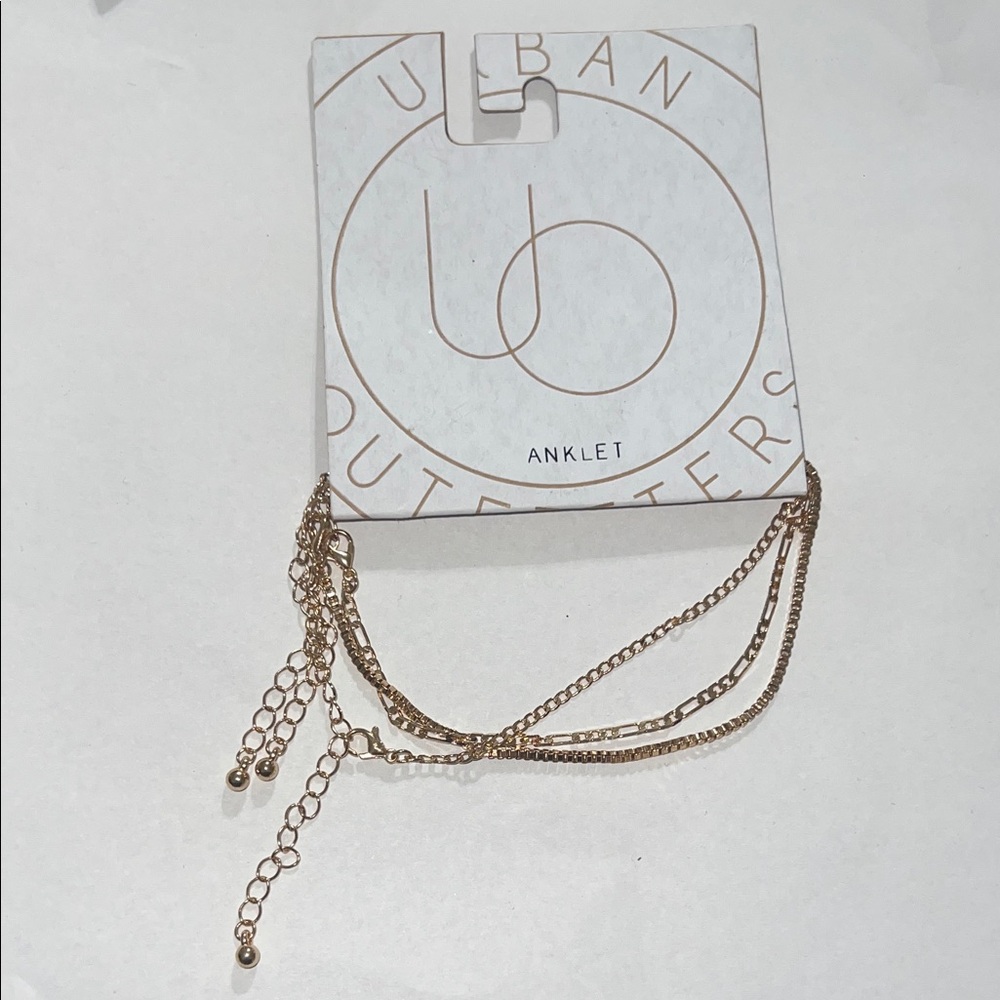 Urban Outfitters Gold Layered Chain Anklet